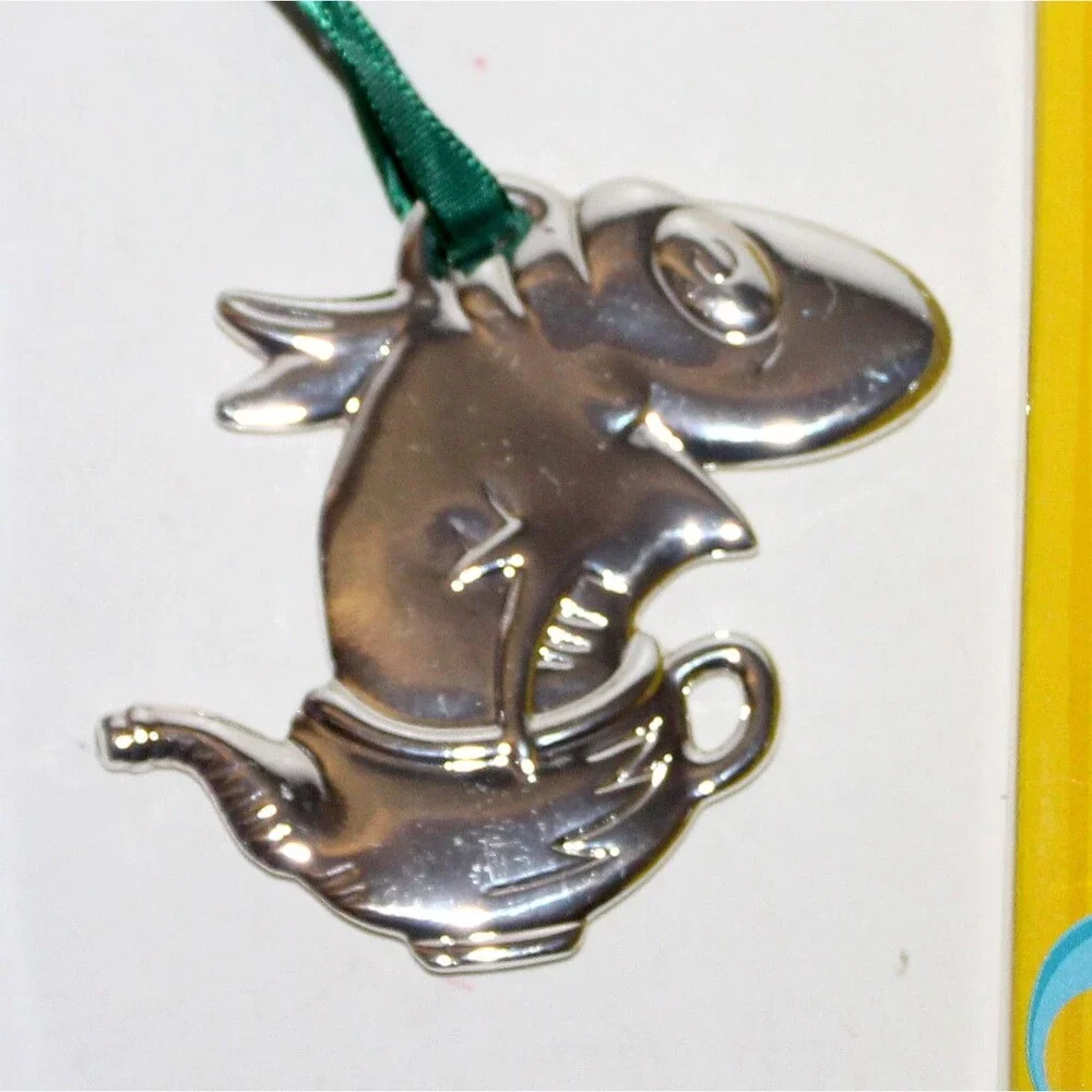 Lot of 3 Dr Seuss Cat In The Hat Christmas Ornaments Silver Plated Thing 1